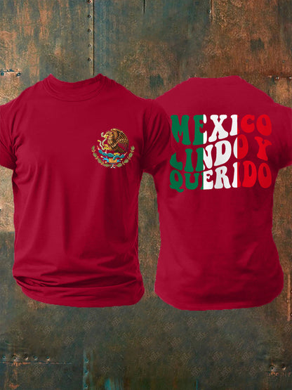Camiseta Casual Mexico Lindo y Querido para hombre