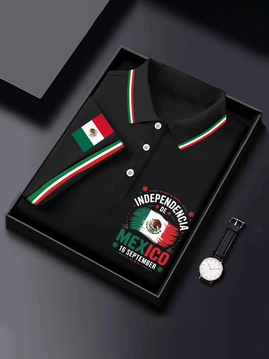 Bandera mexicana de los hombres Día de la Independencia Mexicana Rosas Casual Camiseta de manga corta