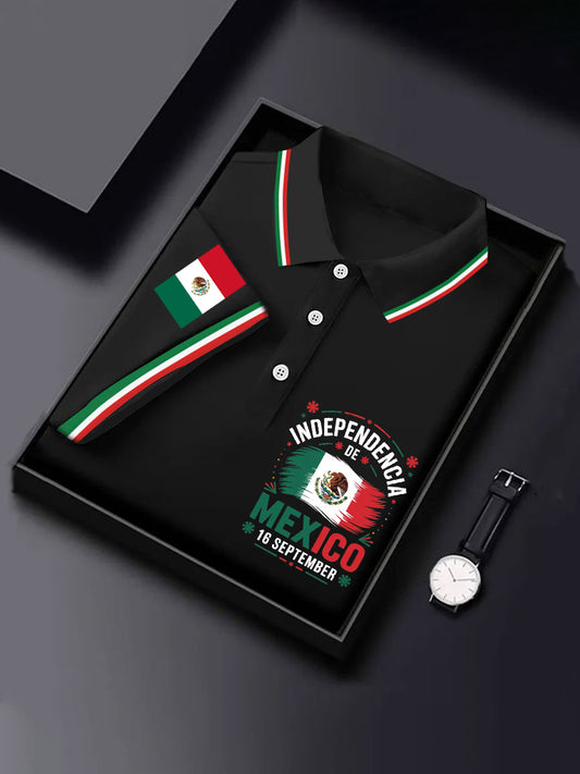 Bandera mexicana de los hombres Día de la Independencia Mexicana Rosas Casual Camiseta de manga corta
