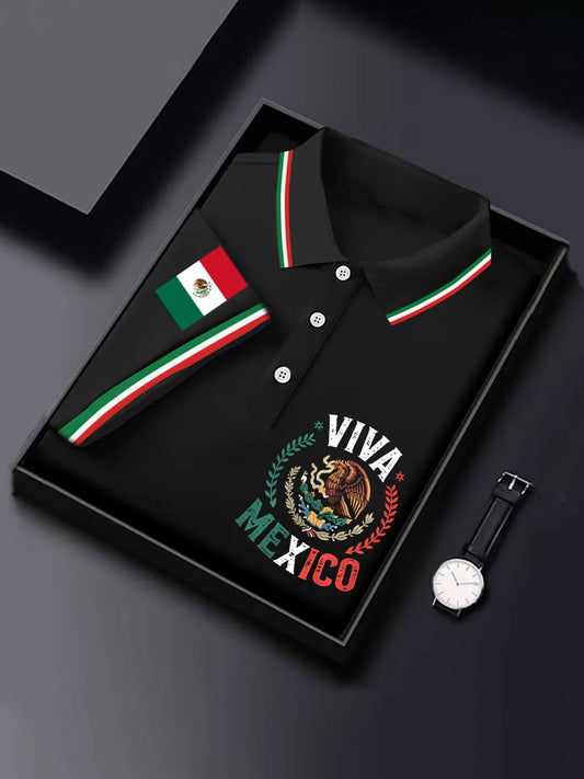 Día de la Independencia de la bandera mexicana para hombre VIVA camiseta de manga corta casual mexicana