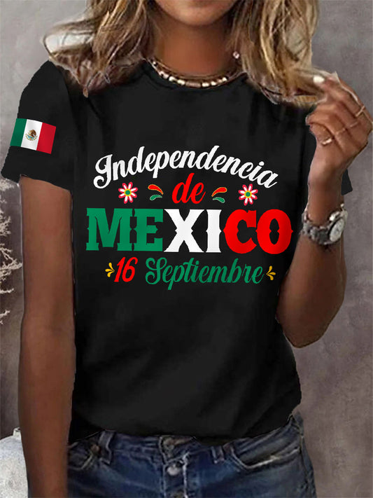 Camiseta Casual Independencia de Mexico para Mujer