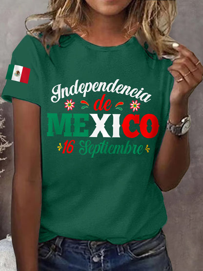 Camiseta Casual Independencia de Mexico para Mujer
