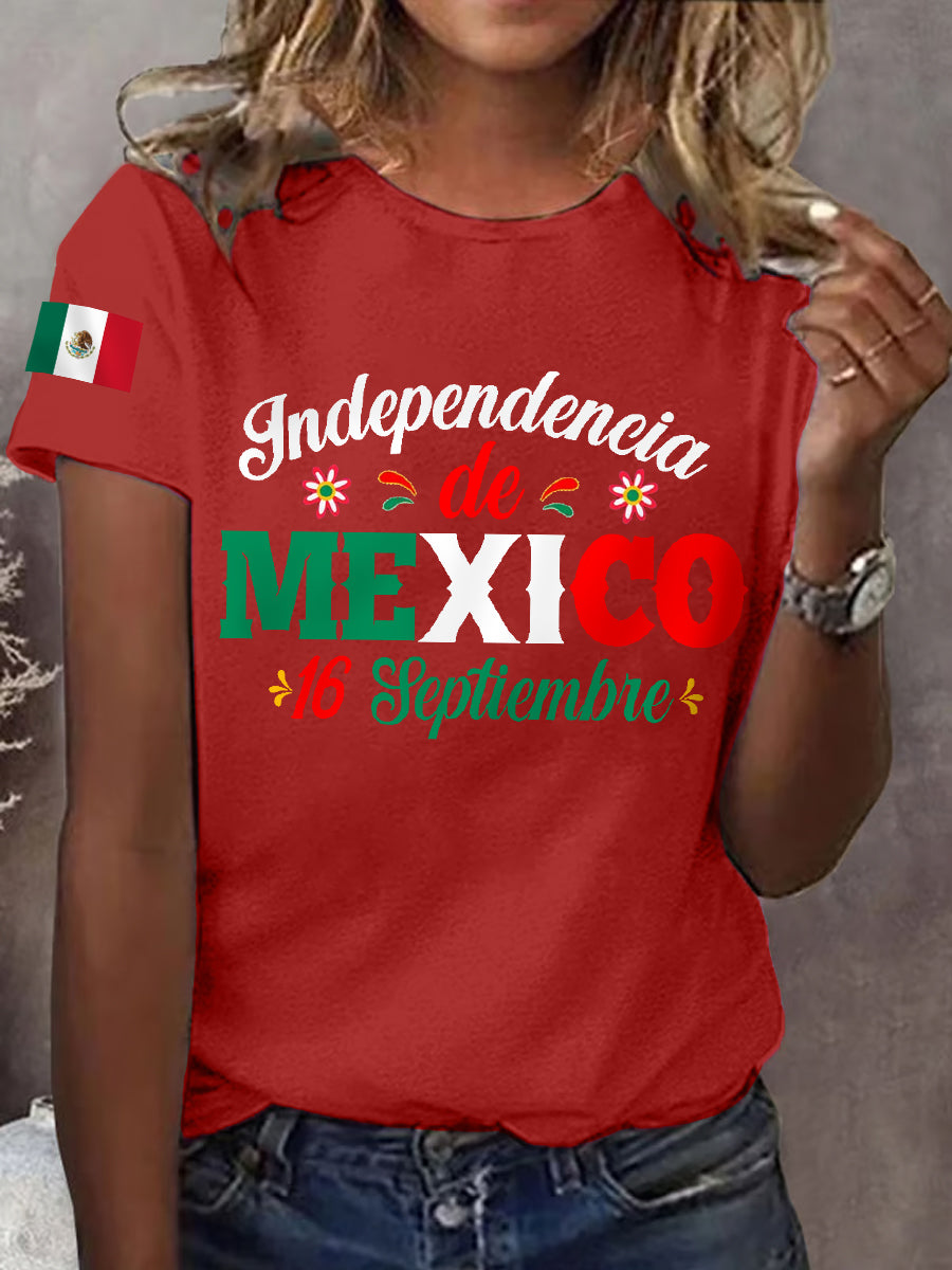 Camiseta Casual Independencia de Mexico para Mujer