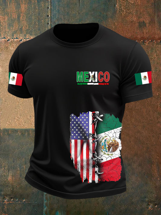 Camiseta casual del día de la independencia de la bandera mexicana de los hombres