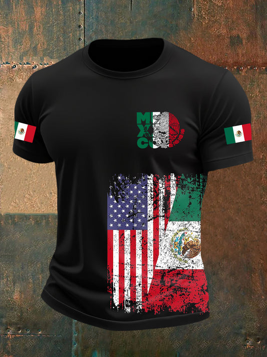 Camiseta casual del día de la independencia de la bandera mexicana de los hombres