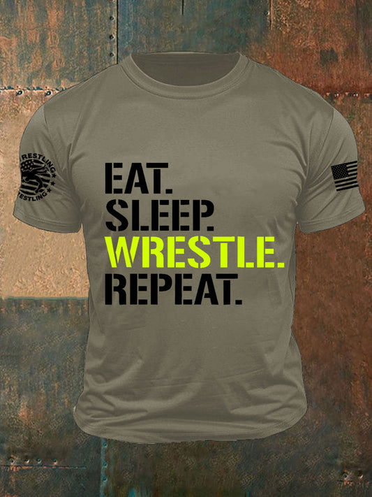 Comer. dormir. luchar. repetir de los hombres. Camisetas