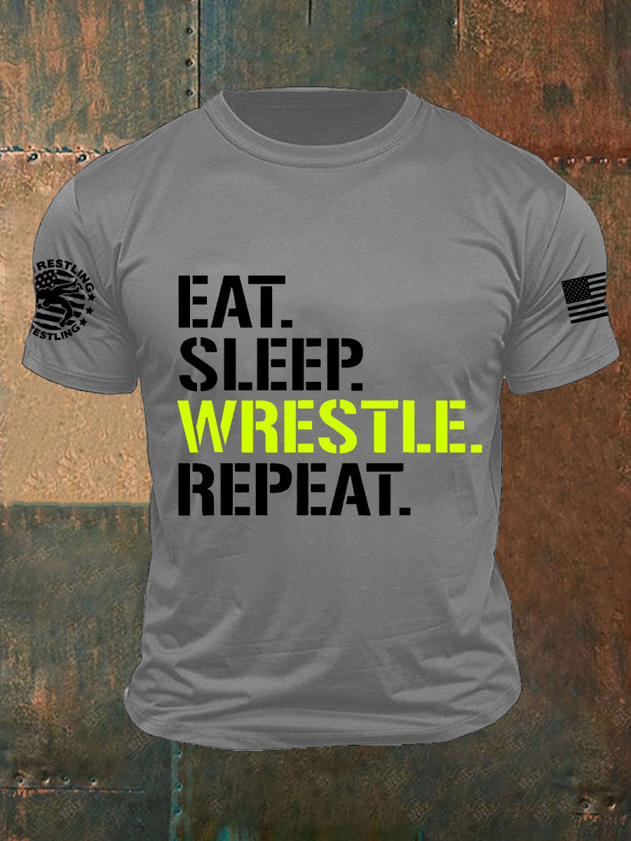 Comer. dormir. luchar. repetir de los hombres. Camisetas