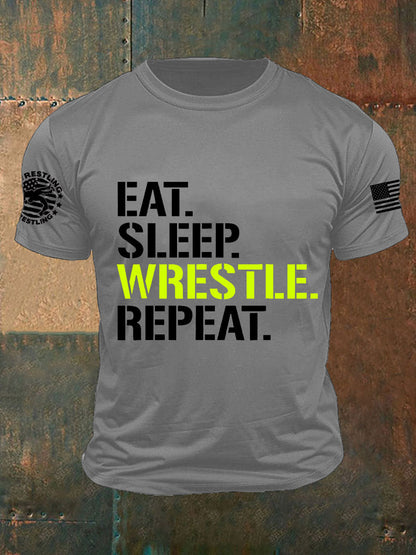 Comer. dormir. luchar. repetir de los hombres. Camisetas