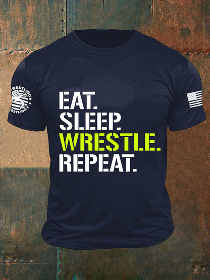 Comer. dormir. luchar. repetir de los hombres. Camisetas