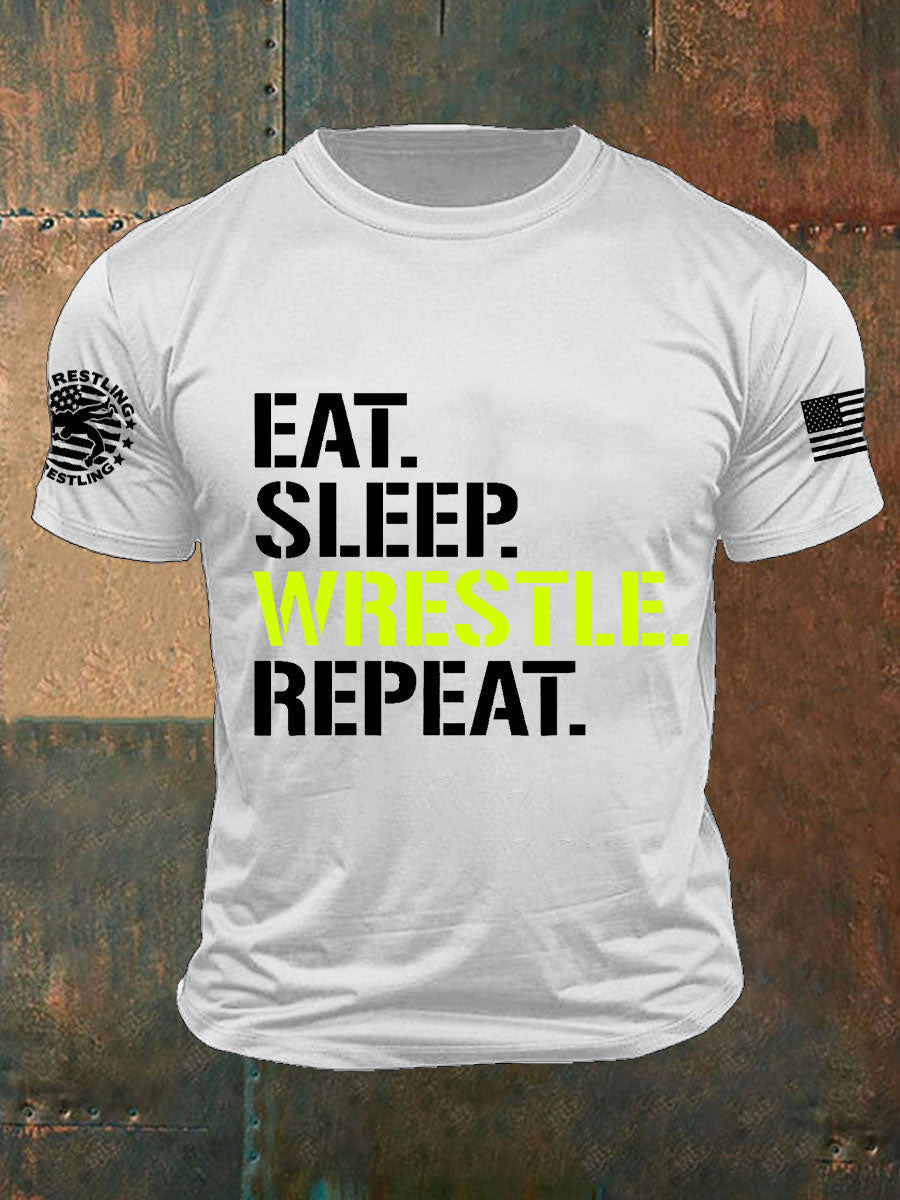 Comer. dormir. luchar. repetir de los hombres. Camisetas