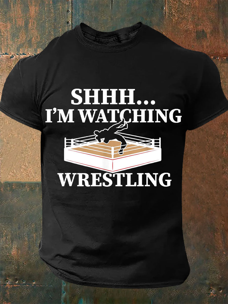 Camisetas de Hombre Shhh I'm Watching Wrestling