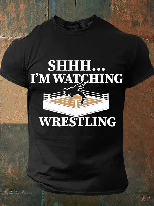 Camisetas de Hombre Shhh I'm Watching Wrestling