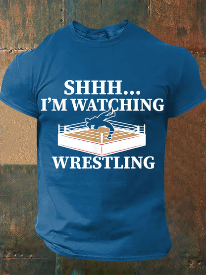 Camisetas de Hombre Shhh I'm Watching Wrestling