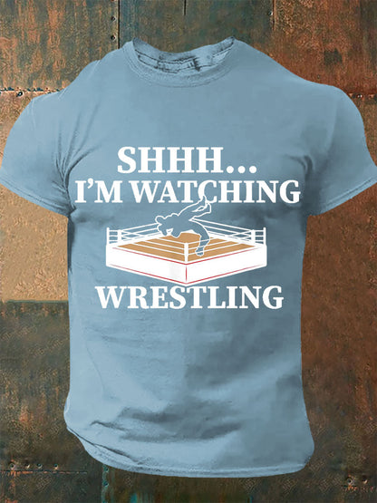 Camisetas de Hombre Shhh I'm Watching Wrestling