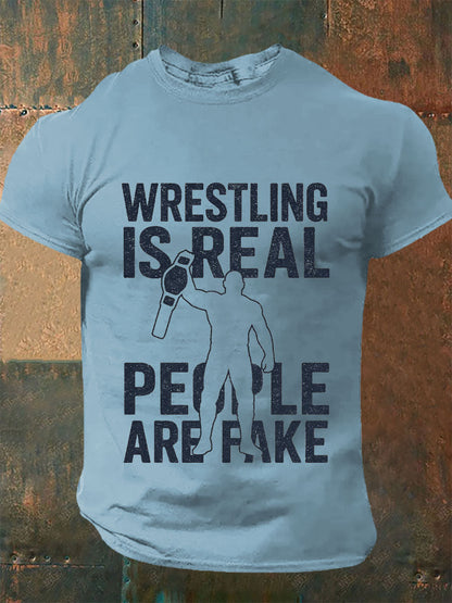 Camisetas hombre de wrestling is real people are fake