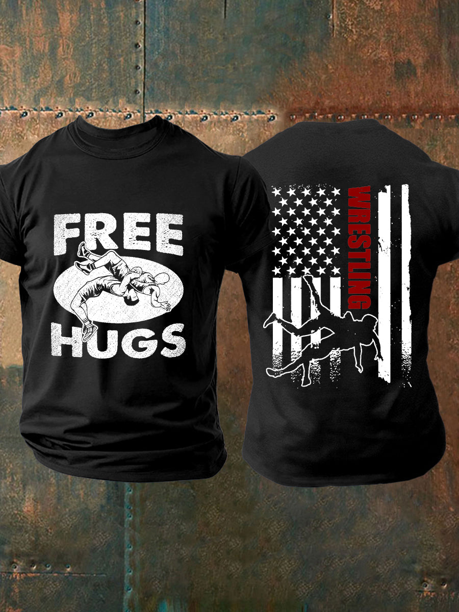 Camisetas de lucha libre abrazos de los hombres