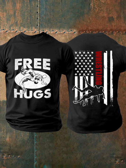 Camisetas de lucha libre abrazos de los hombres
