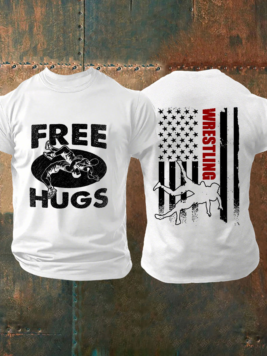 Camisetas de lucha libre abrazos de los hombres