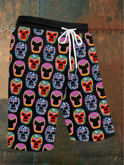 Pantalones cortos de máscara de lucha libre de los hombres