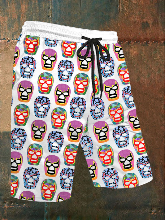 Pantalones cortos de máscara de lucha libre de los hombres