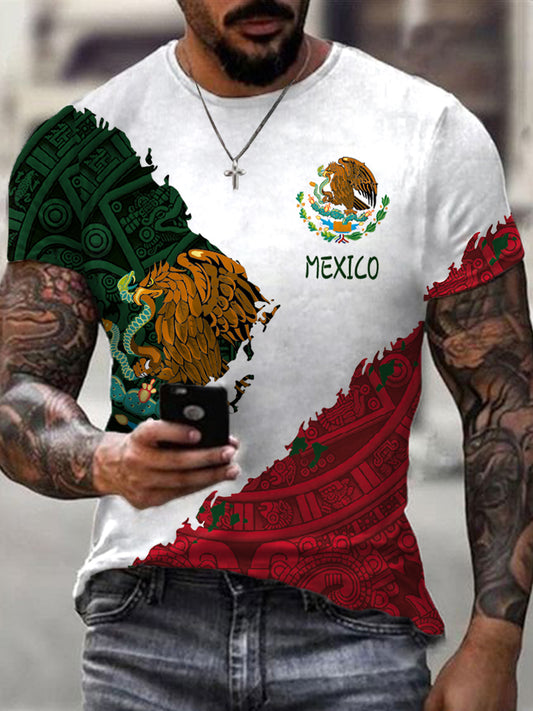 Camiseta casual del día de la independencia de la bandera mexicana de los hombres