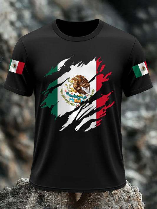 Camiseta casual del día de la independencia de la bandera mexicana de los hombres