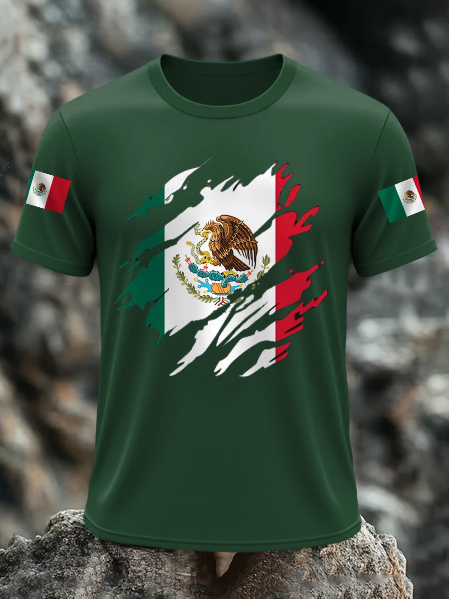Camiseta casual del día de la independencia de la bandera mexicana de los hombres