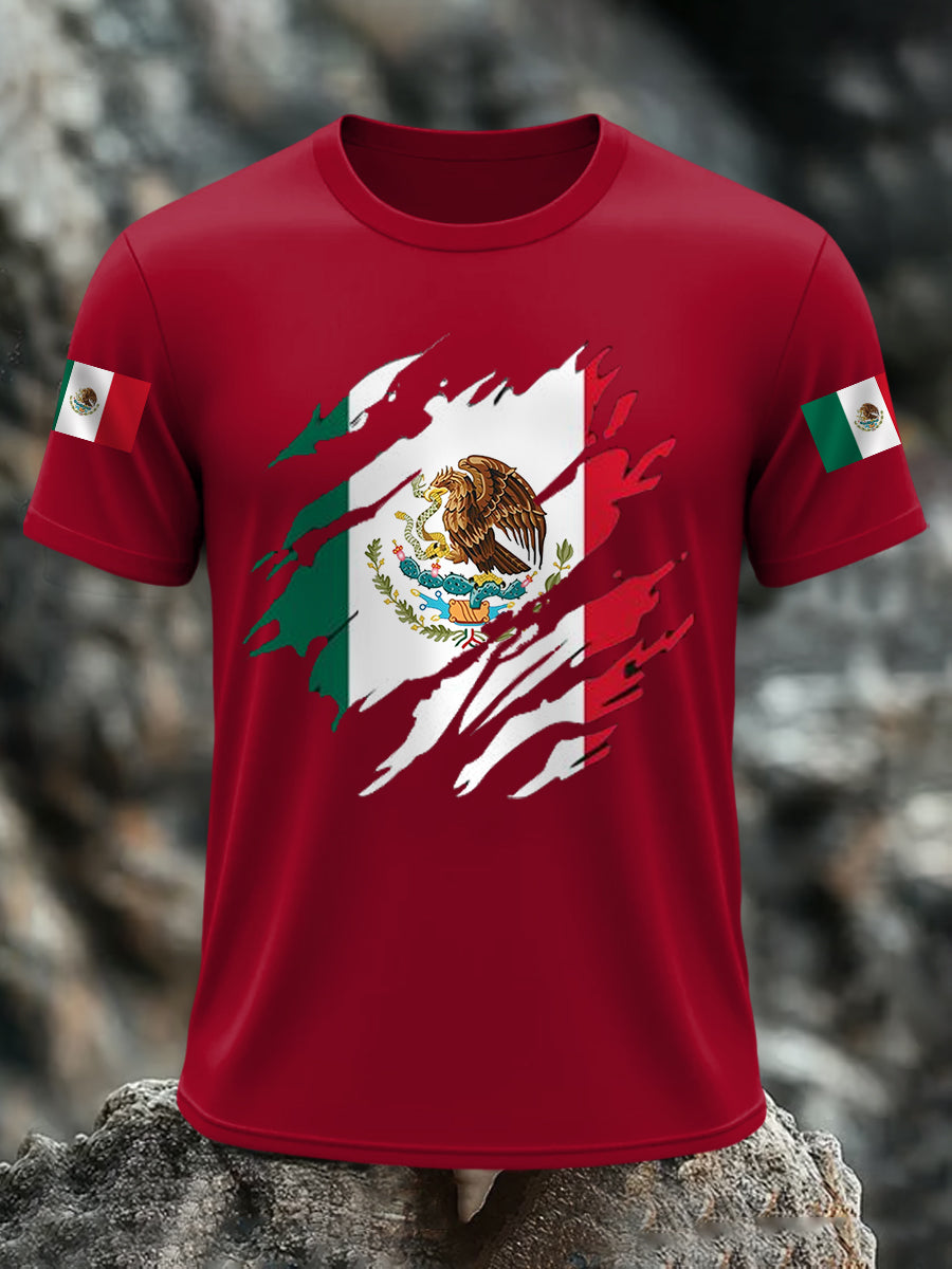 Camiseta casual del día de la independencia de la bandera mexicana de los hombres
