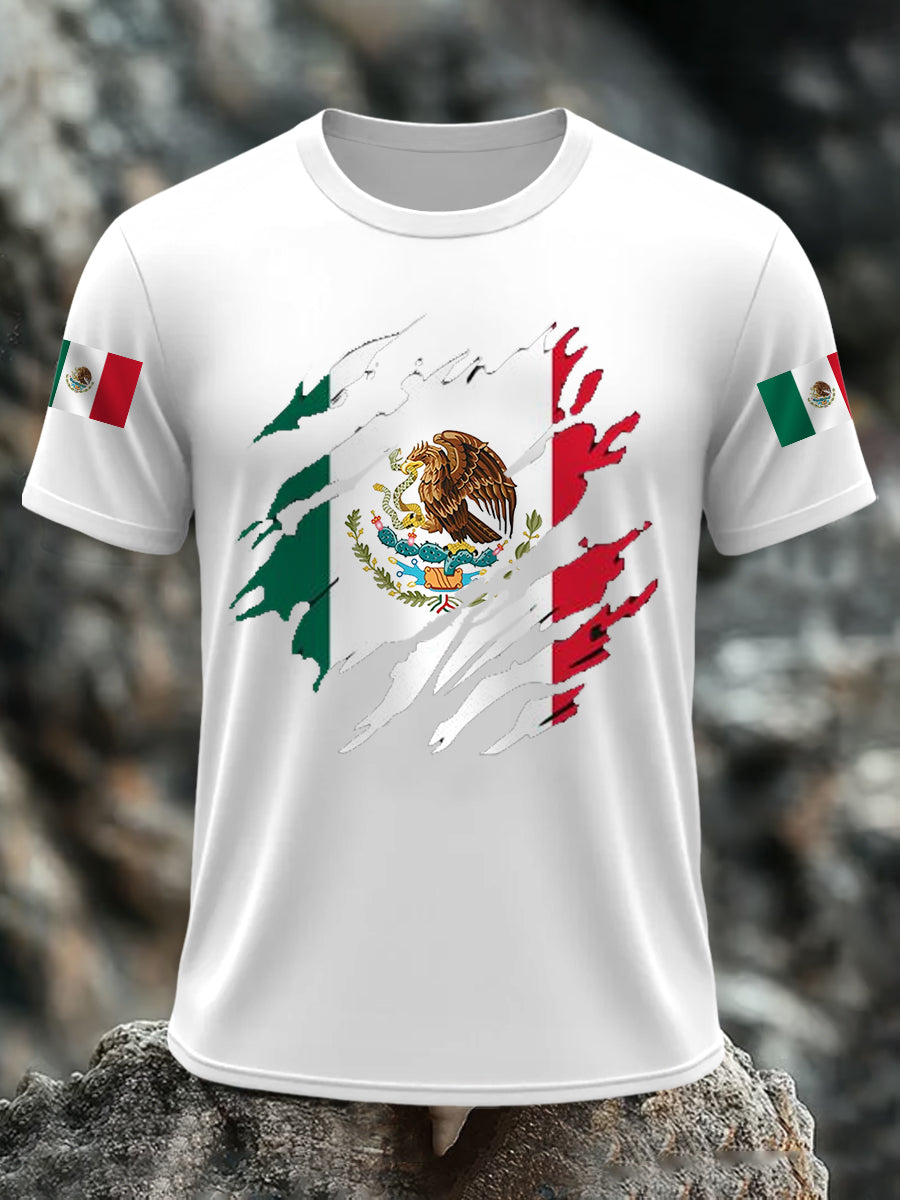 Camiseta casual del día de la independencia de la bandera mexicana de los hombres