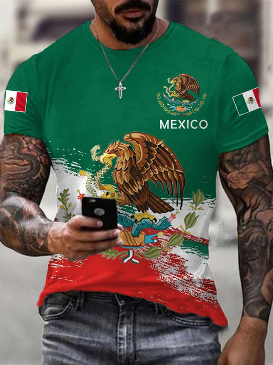 Camiseta casual del día de la independencia de la bandera mexicana de los hombres
