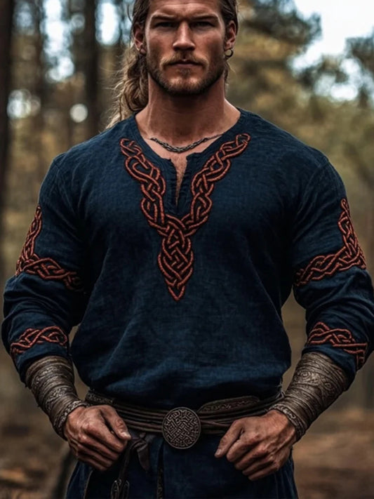 Top de manga larga Viking vintage para hombre