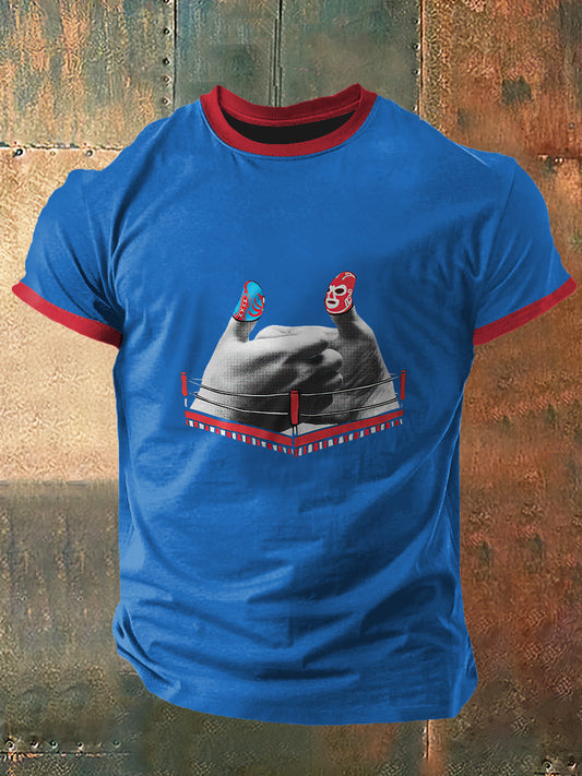 Camiseta de manga corta linda de la manera de la vendimia de la impresión de la lucha libre de los hombres