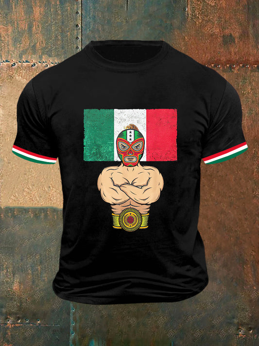 Camiseta de manga corta México Print Vintage Fashion para hombre