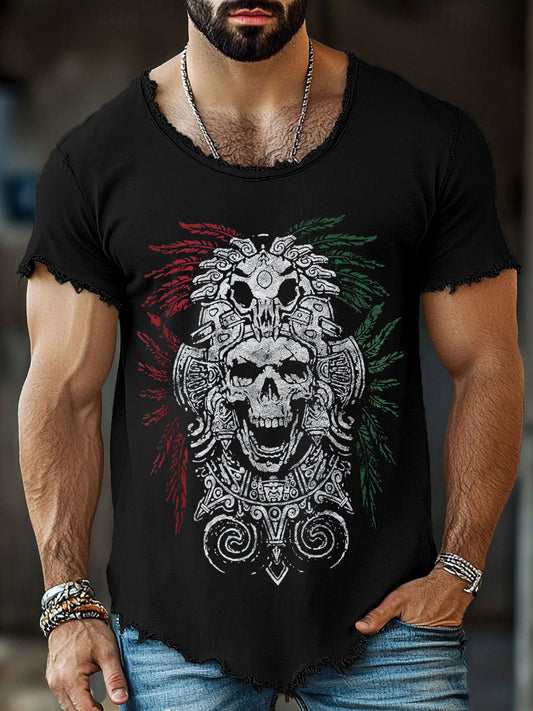 Camisetas de Hombre Aztec King Mexican Skull Mask Tassel