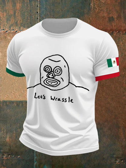 Men's Let's Wrassle Mexican Freestyle Wrestling Mask Camisetas