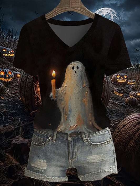 Camiseta vintage con estampado de Halloween para mujer
