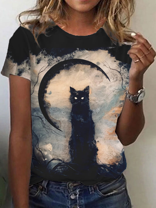 Camiseta vintage con estampado de Halloween para mujer
