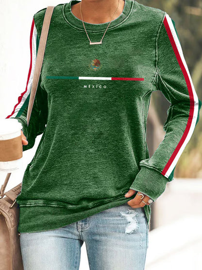 La bandera mexicana de las mujeres imprime la camiseta ocasional mexicana del día de la independencia