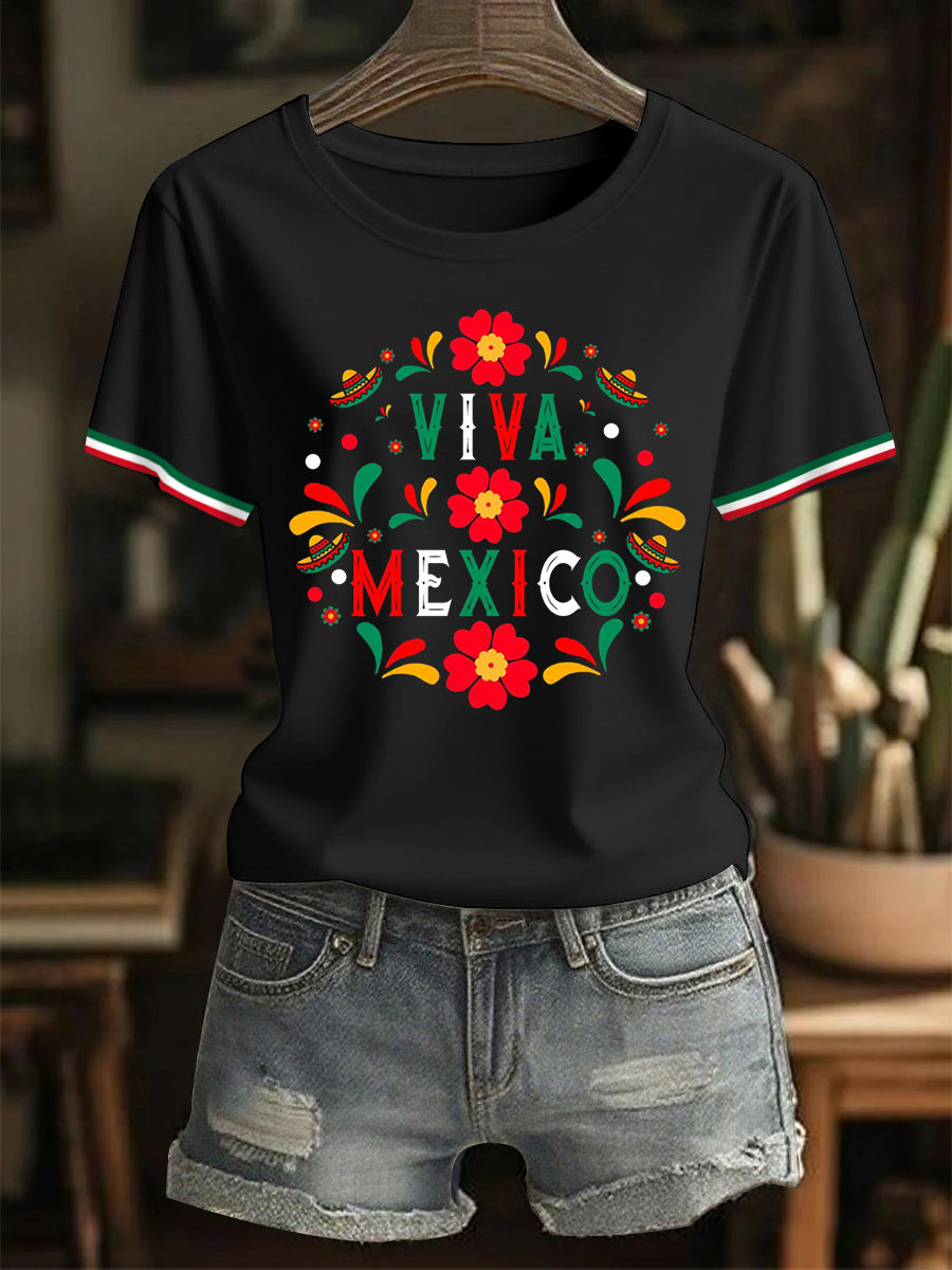 Camiseta casual Viva Mexico Mexican Independence Day para mujer