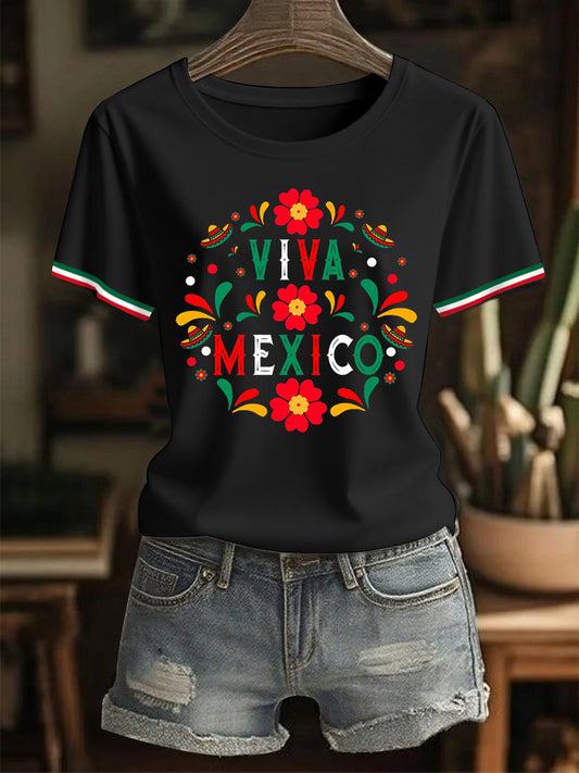 Camiseta casual Viva Mexico Mexican Independence Day para mujer