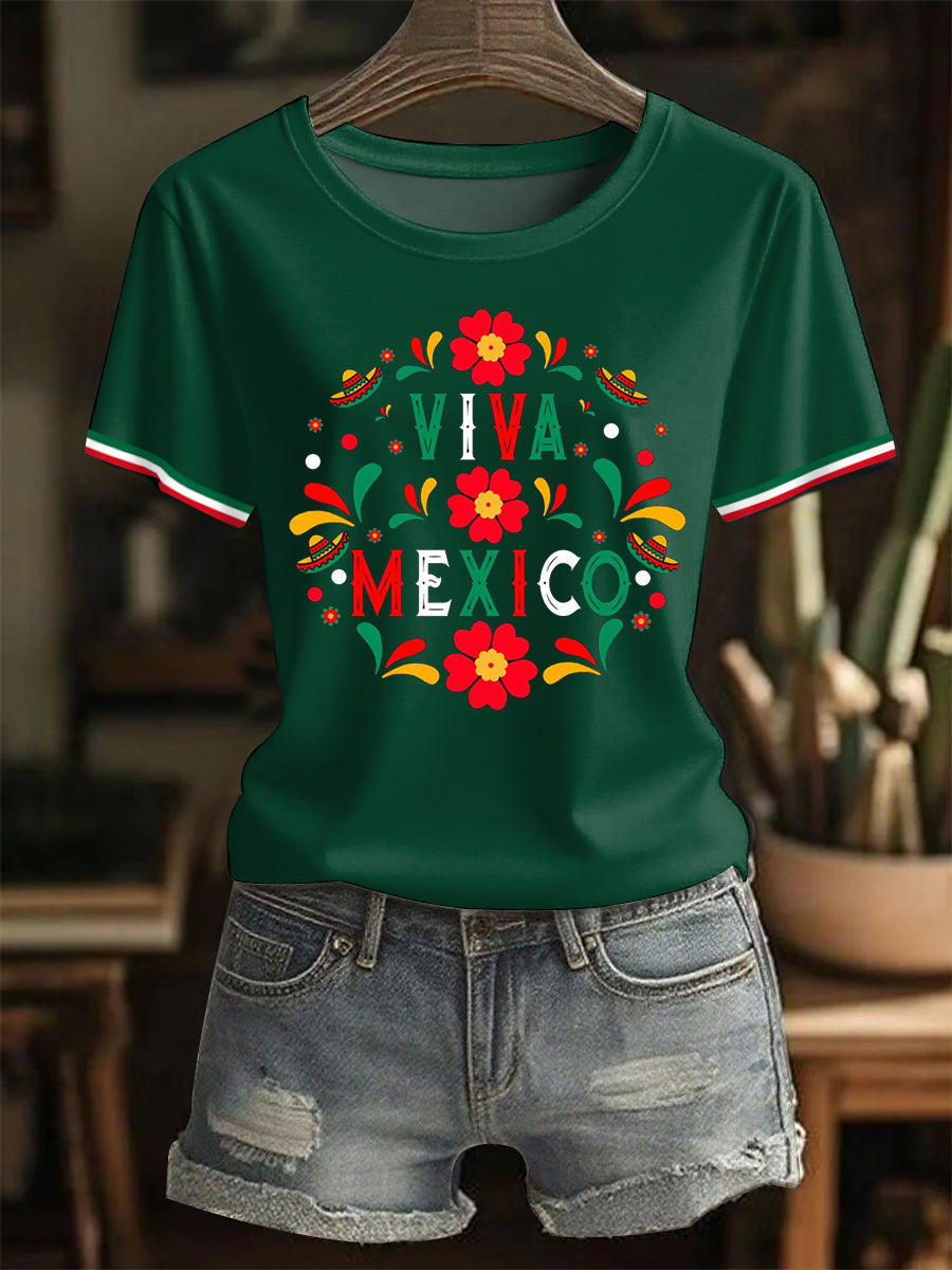 Camiseta casual Viva Mexico Mexican Independence Day para mujer