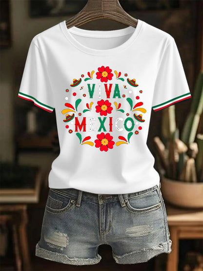 Camiseta casual Viva Mexico Mexican Independence Day para mujer