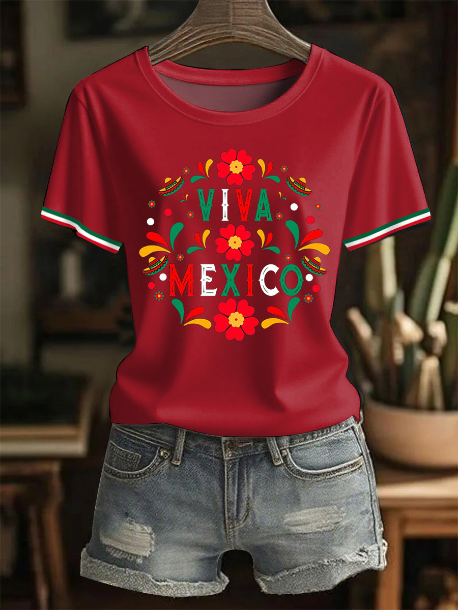 Camiseta casual Viva Mexico Mexican Independence Day para mujer