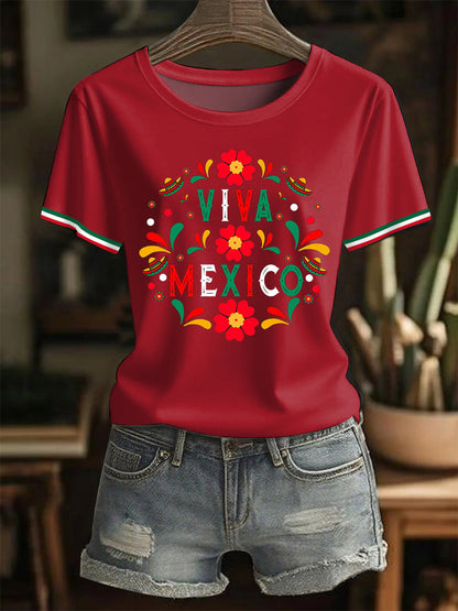 Camiseta casual Viva Mexico Mexican Independence Day para mujer