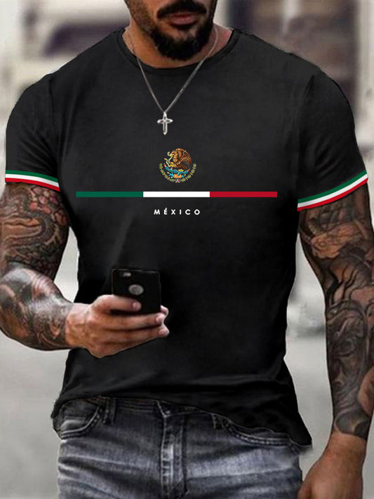 Camiseta casual mexicana del día de la independencia mexicana de la impresión de la bandera de los hombres