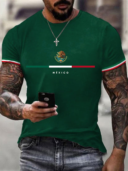 Camiseta casual mexicana del día de la independencia mexicana de la impresión de la bandera de los hombres