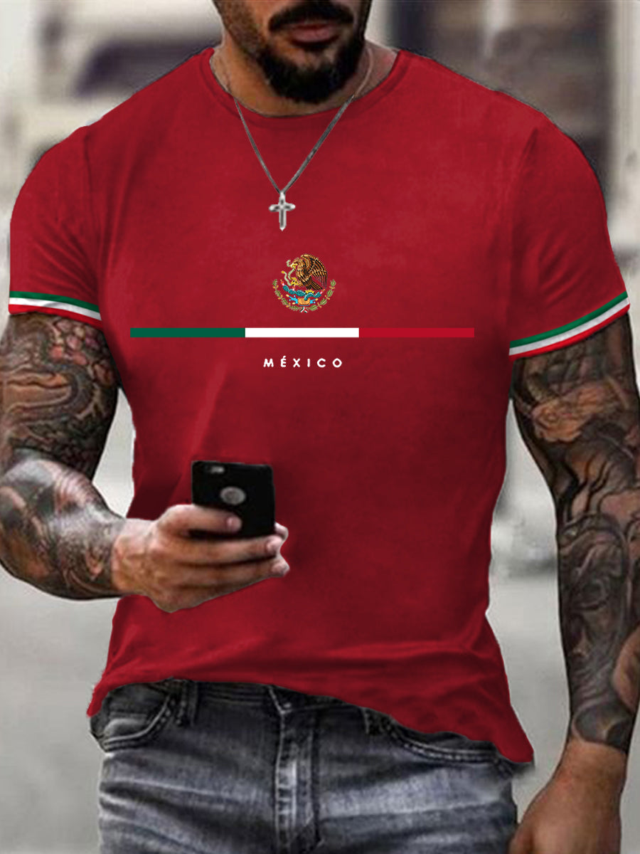 Camiseta casual mexicana del día de la independencia mexicana de la impresión de la bandera de los hombres