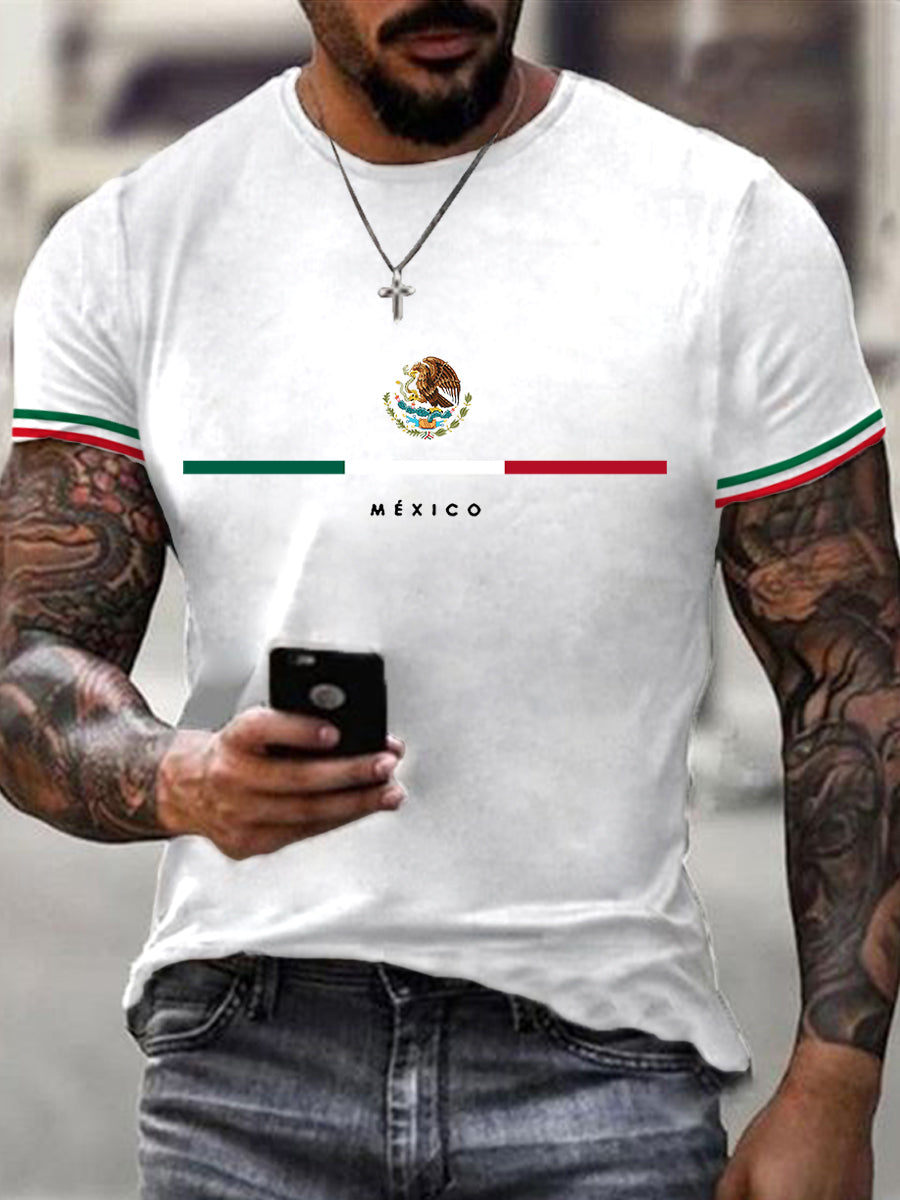 Camiseta casual mexicana del día de la independencia mexicana de la impresión de la bandera de los hombres