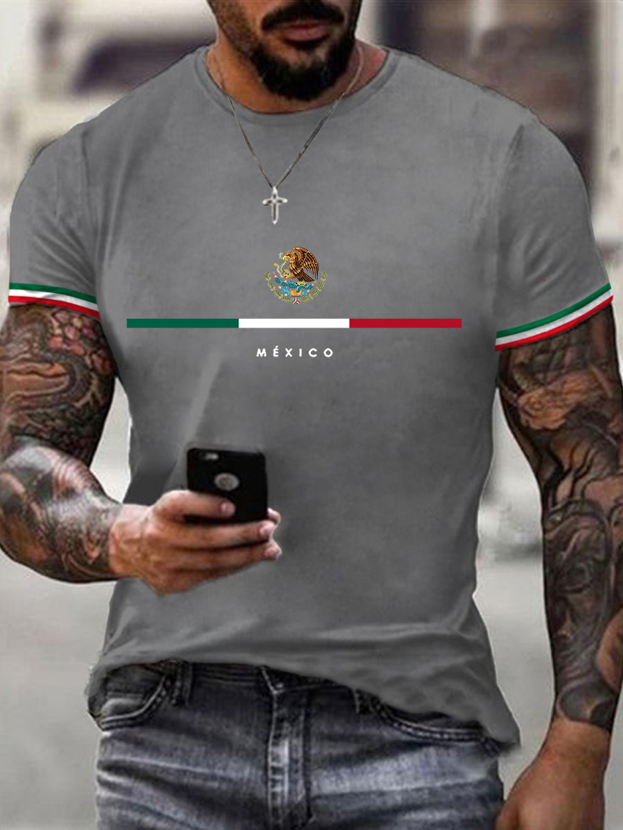 Camiseta casual mexicana del día de la independencia mexicana de la impresión de la bandera de los hombres