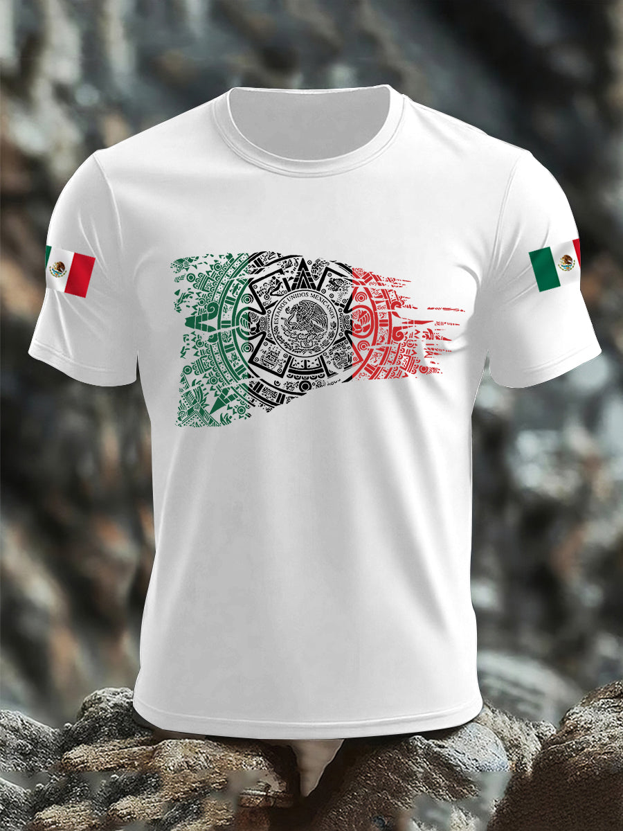 Camiseta casual del día de independencia mexicano de la impresión de la bandera del imperio azteca de los hombres